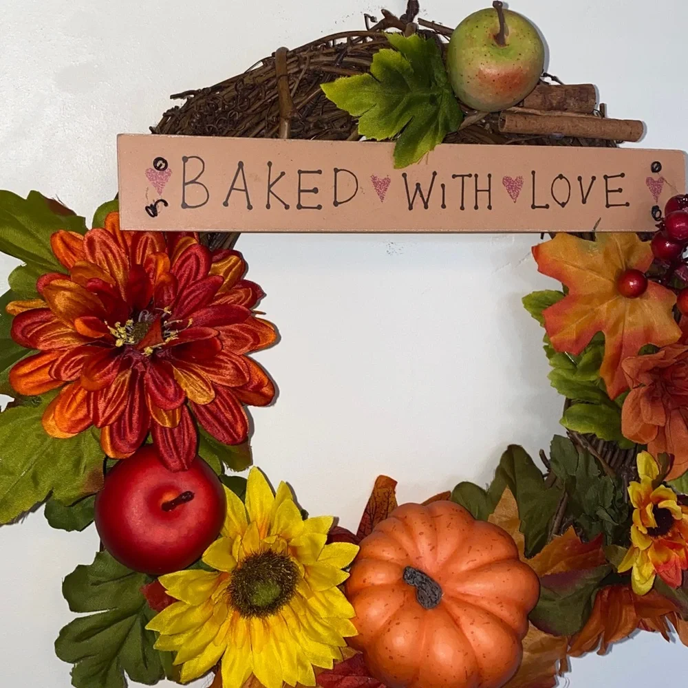 Fall Thanksgiving Faux Silk Flower Arrangement Wreath